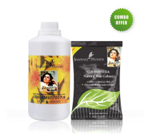 Kombi — Shampoo Arnica Plus + Haarfarbe Natural Colourveda (Schwarzbraun), 500 ml + 100 Gramm