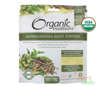 Ashwagandha root pulver Organic Traditions, 200 gramm