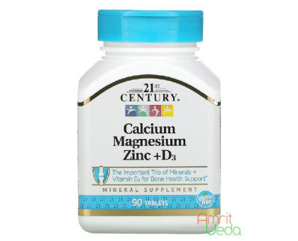 Calcium Magnesium Zinc + D3 21st Century, 90 tabletten