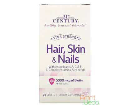 Hair, skin & nails Extra strength 21st Century, 90 tabletten