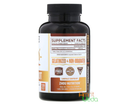 Peruvian Maca 1000 mg Zhou Nutrition, 120 kapseln