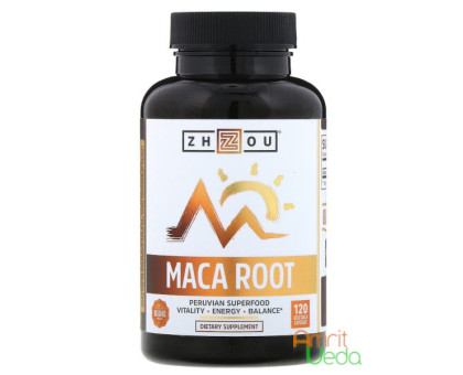 Peruvian Maca 1000 mg Zhou Nutrition, 120 kapseln