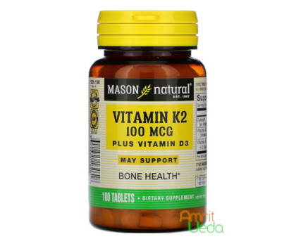 Vitamin K2 plus D3 Mason Natural, 100 tabletten